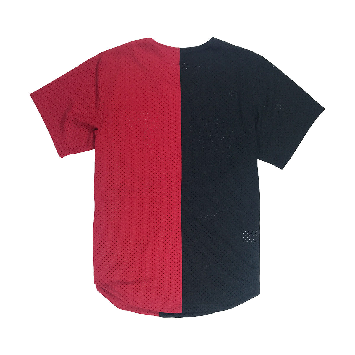 red and black split shirt
