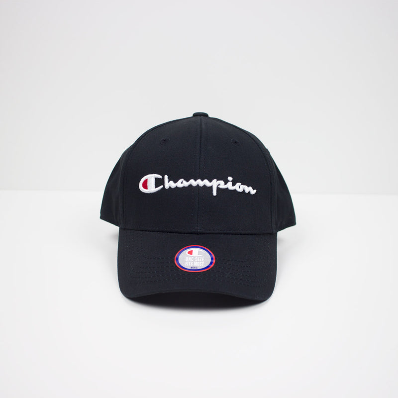 champion classic twill black strapback hat