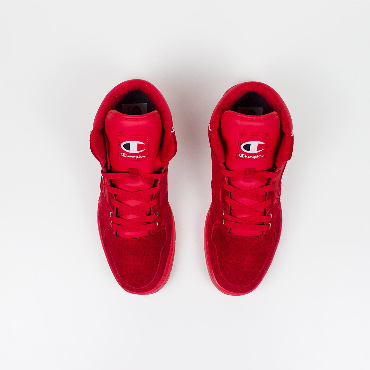 red suede champion shoes