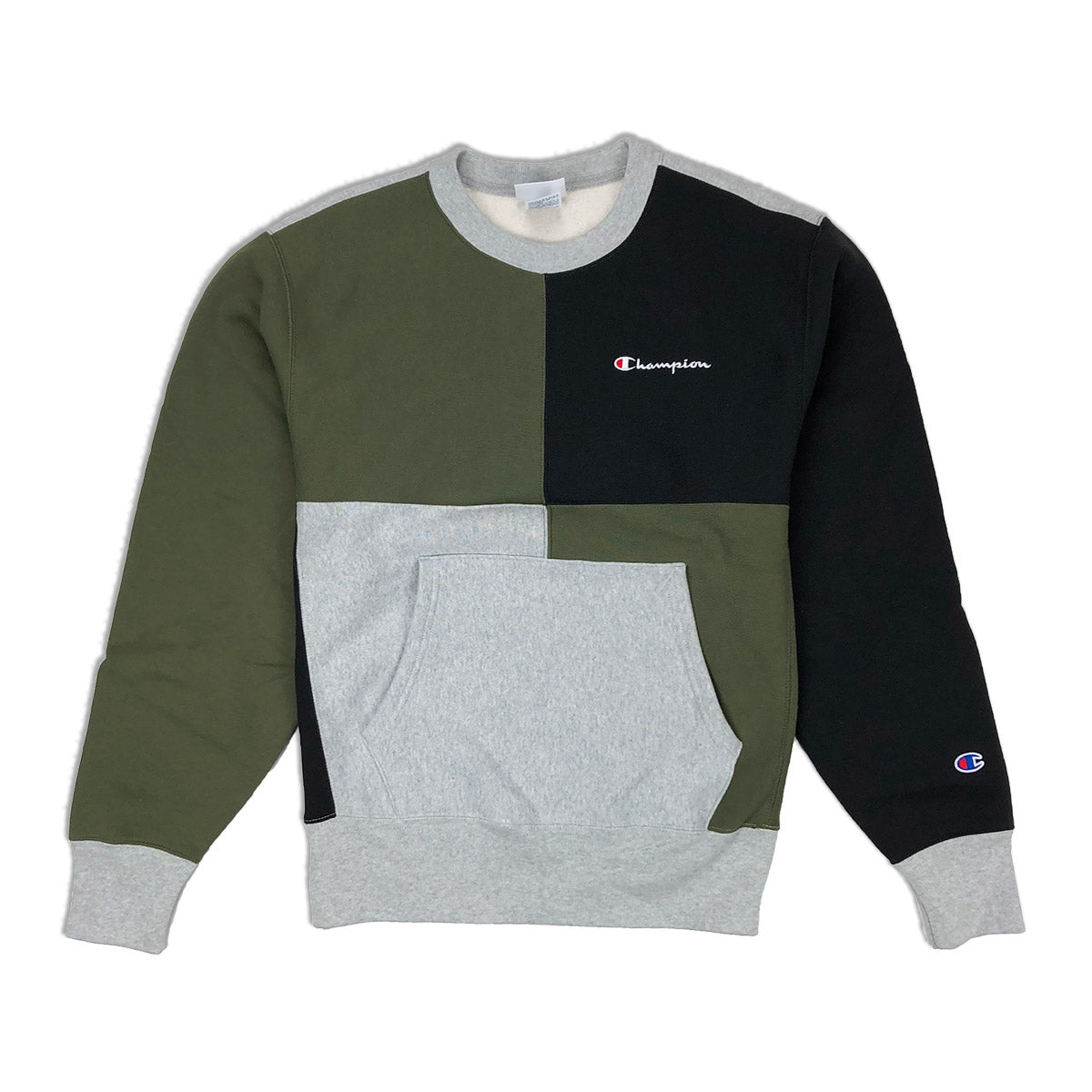 champion reverse weave block crew sweat