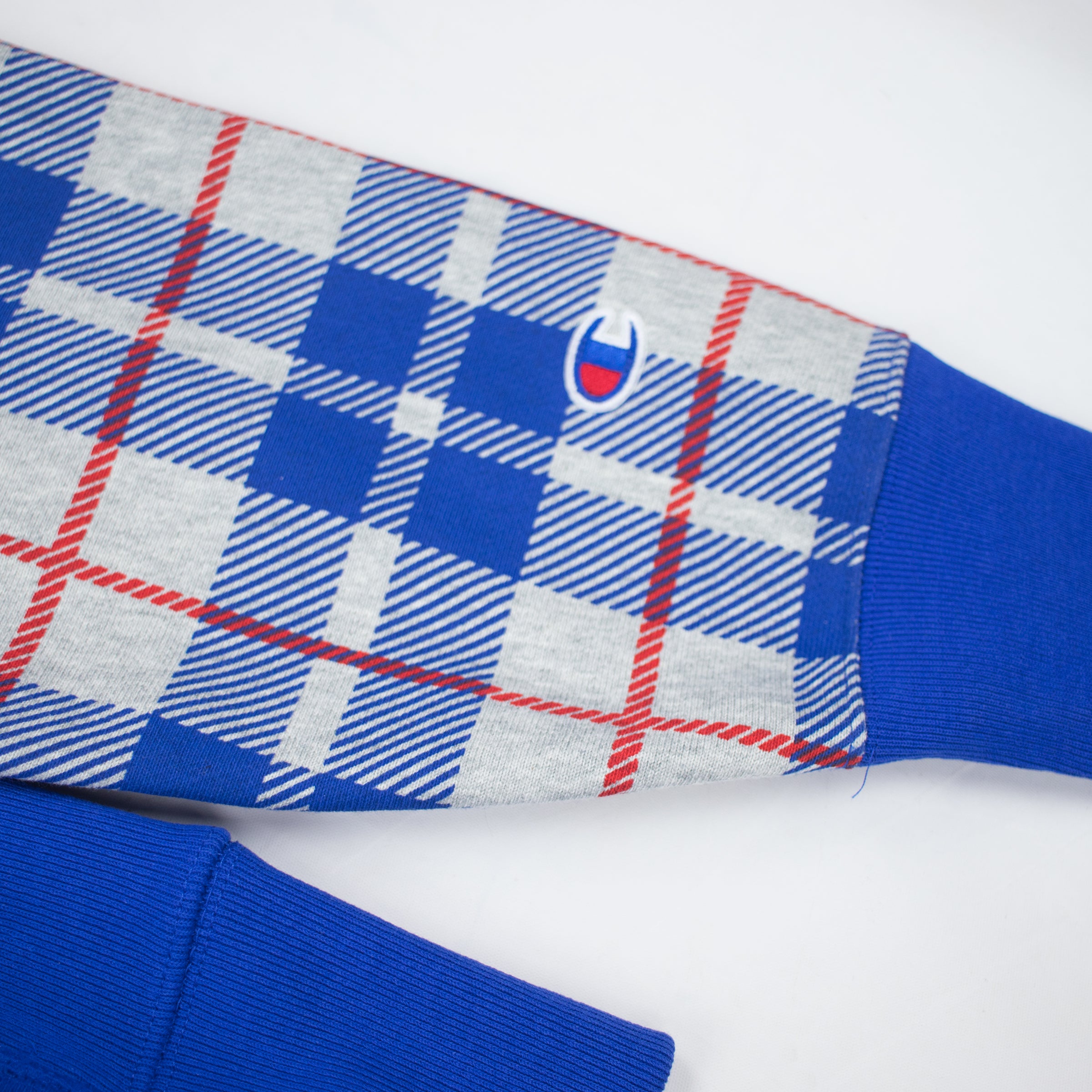 champion plaid logo hoodie