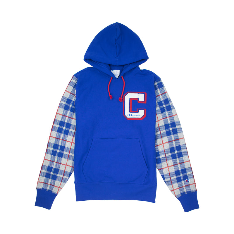 champion plaid logo hoodie