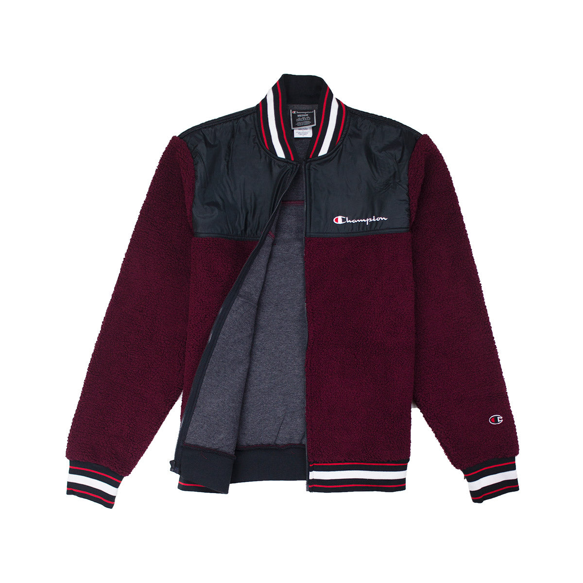 champion sherpa baseball jacket