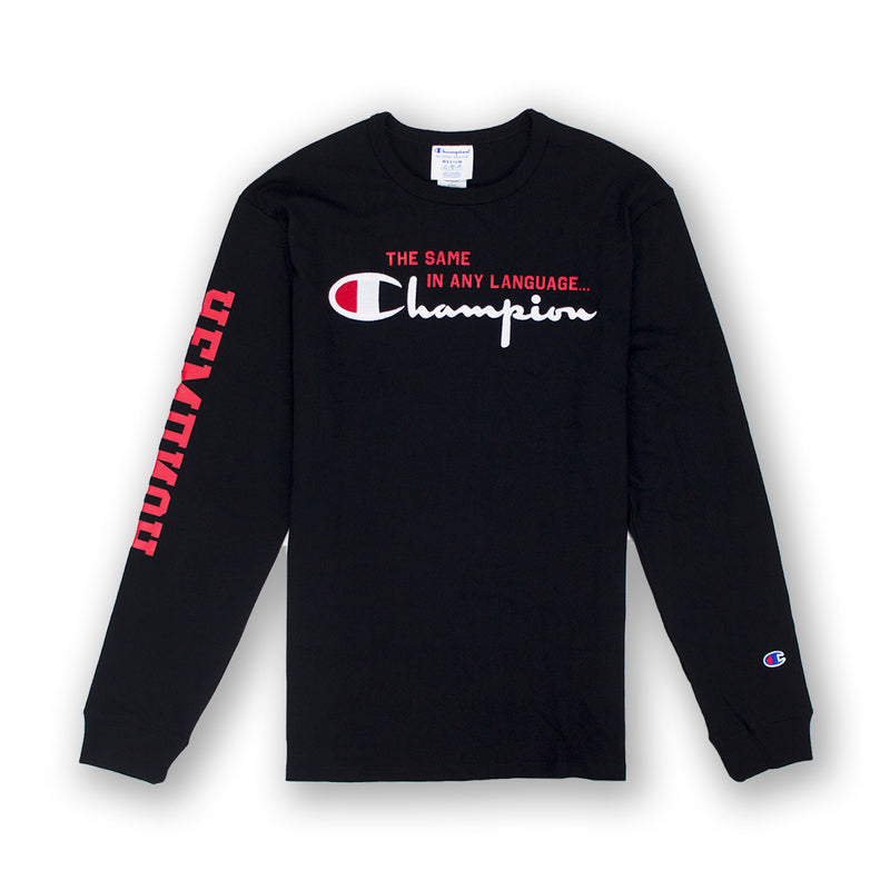 champion reverse weave international chain script hoodie