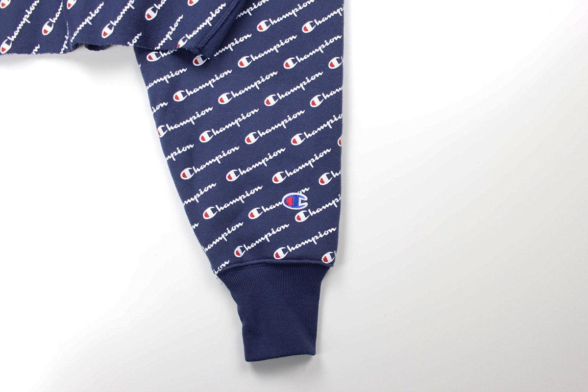 champion all over print navy hoodie