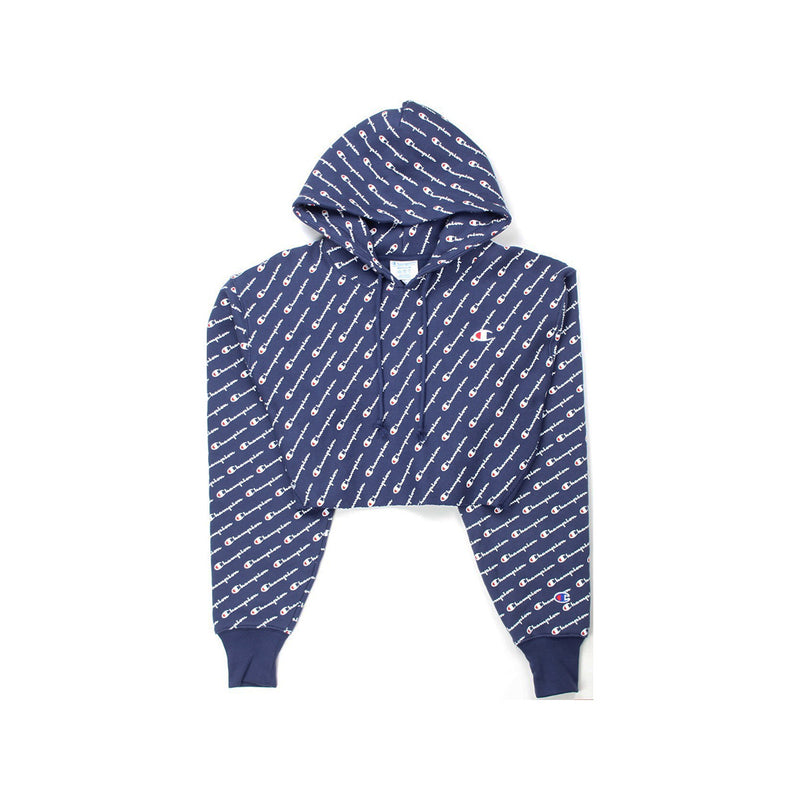 champion reverse weave all over print cropped hoodie