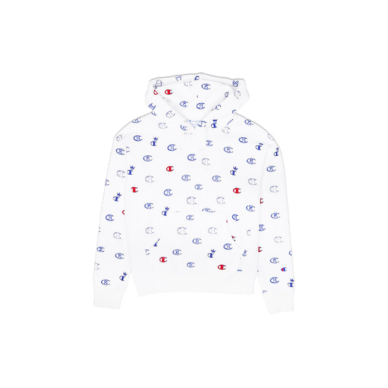 champion all over print hoodie white