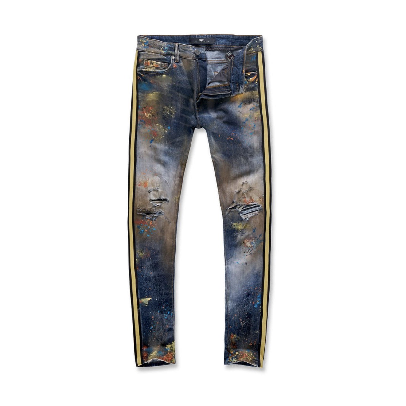 jeans with gold stripe down the side