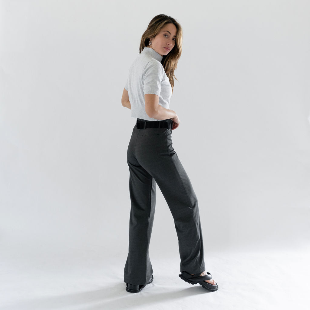 charcoal tencel bell bottom yoga pants - s