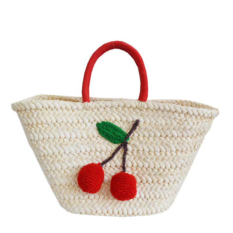 Straw Tote Beach Bag - Cherries | buy online – Beachside Bunny