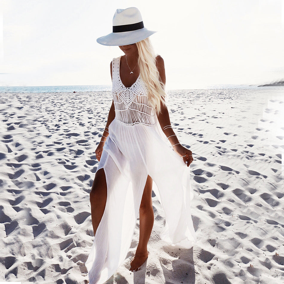 white long beach dress