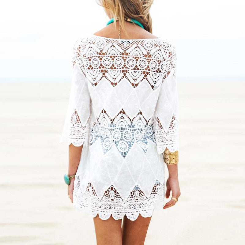 White Swim Cover Up - Bali Dreams in lace – Beachside Bunny