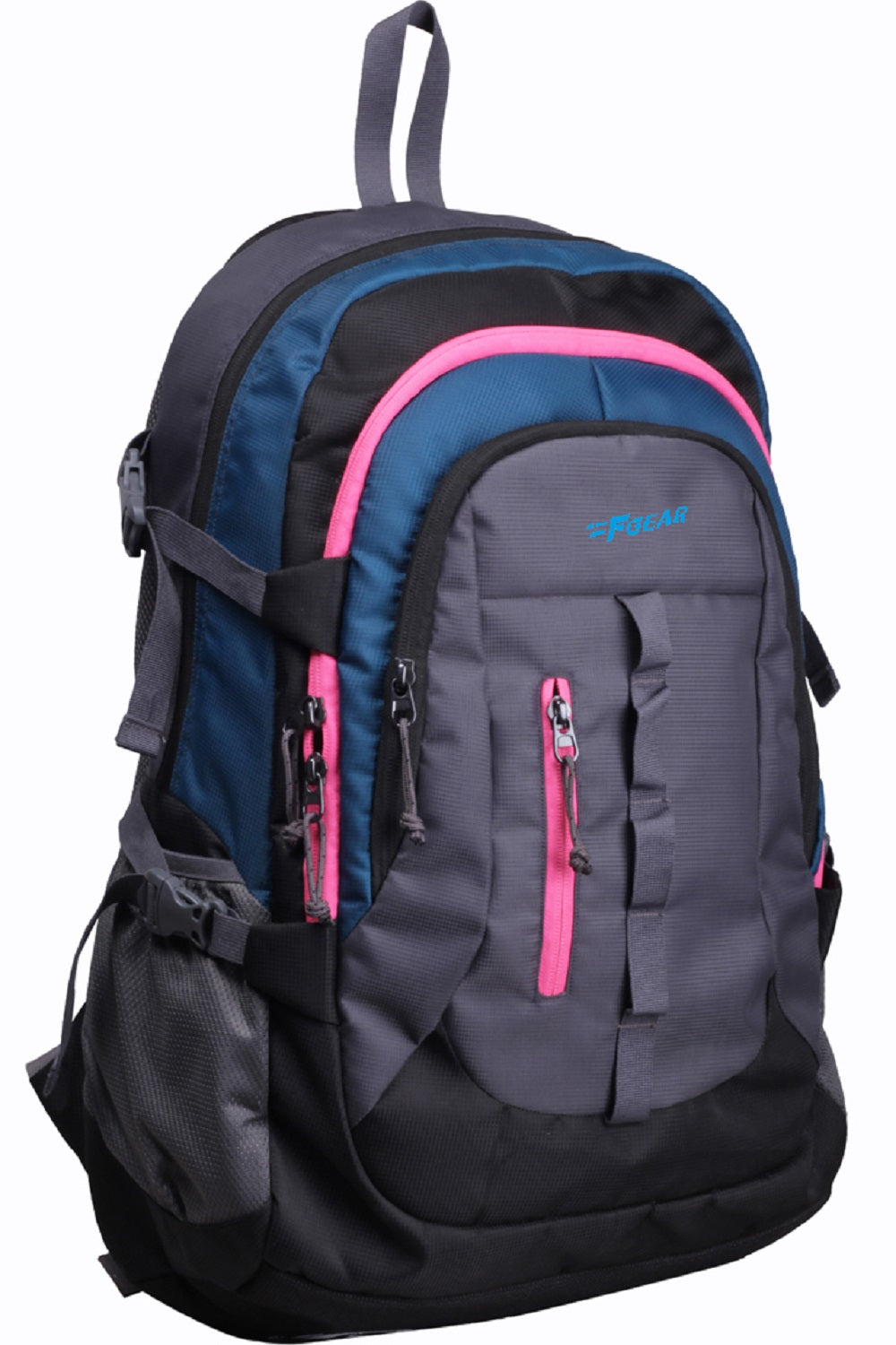 pink navy blue backpack