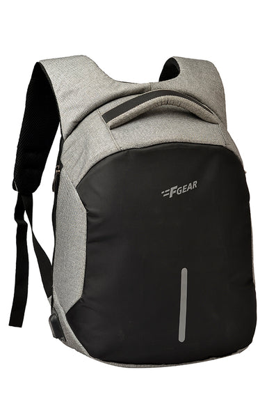 F Gear Lineage Anti Theft 22 Liters Laptop Backpack (Melange Grey, Black)