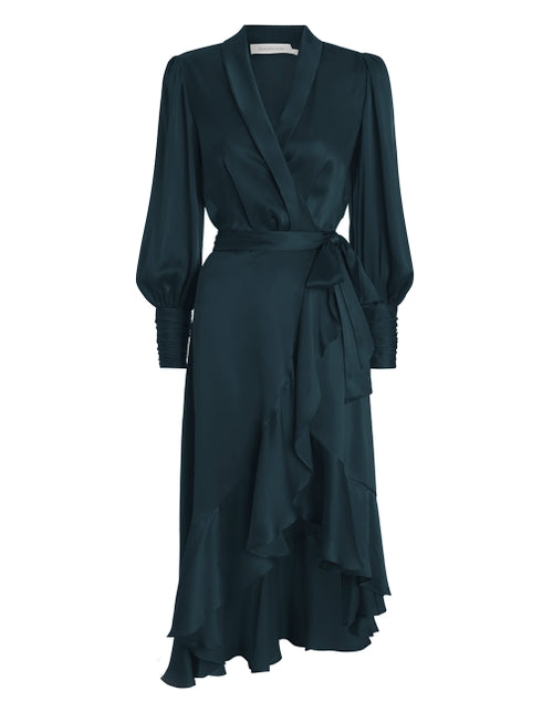 Zimmermann - Silk Wrap Midi Dress - Moss | All The Dresses