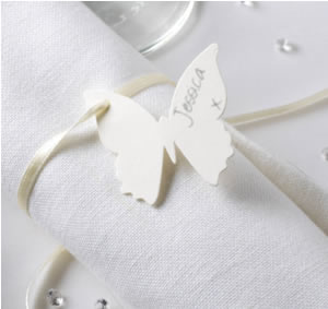  10 Ivory Butterfly Luggage Tags Wedding Napkins Cutlery Name Place Cards