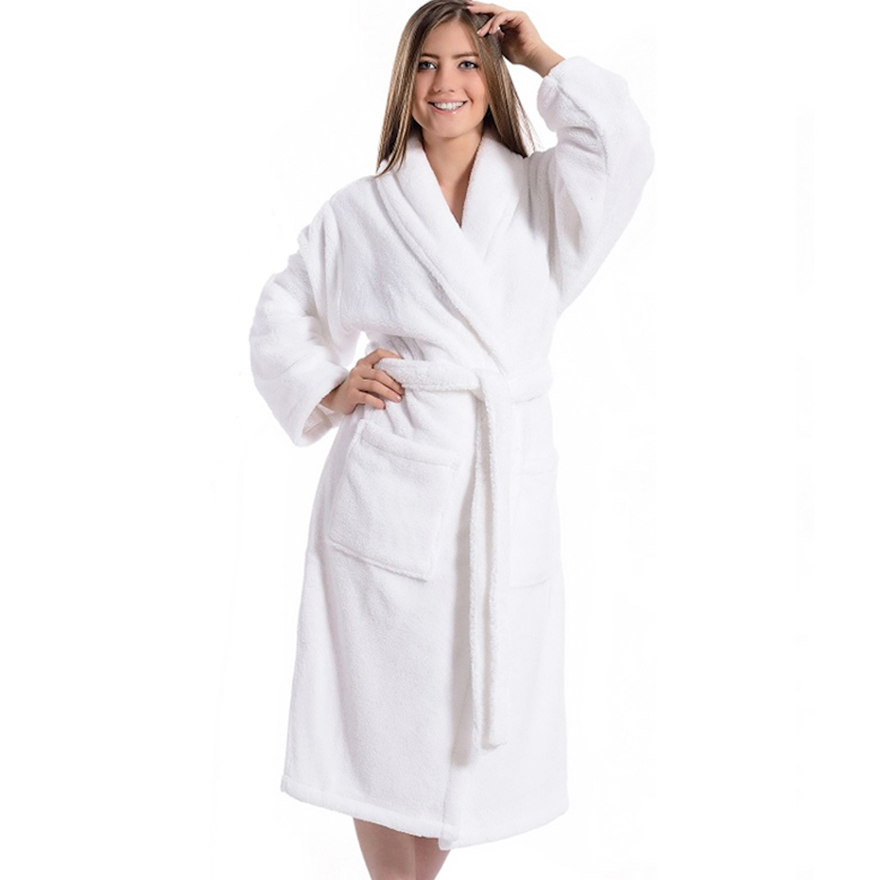 White Flannel Fleece Spa Gown - i-Spa