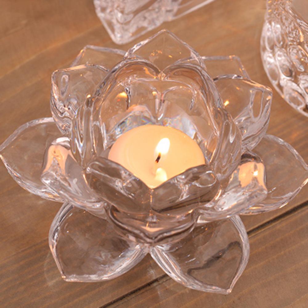 Handmade Crystal Lotus Flower Candle Holders for Home