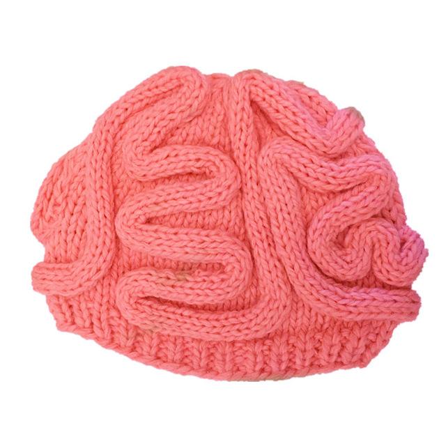 Hand Knitted Brain Beanie Funny Gift for Mom, Dad, and Kids Funny