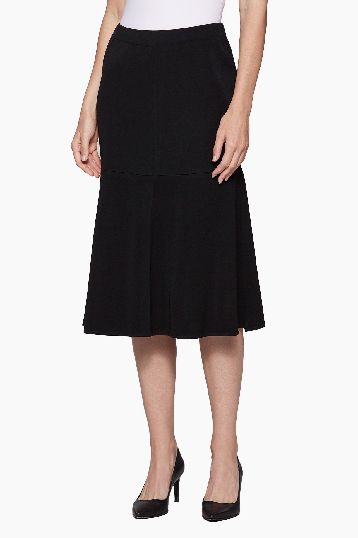 Plus Size Flared Knit Midi Skirt | Ming Wang