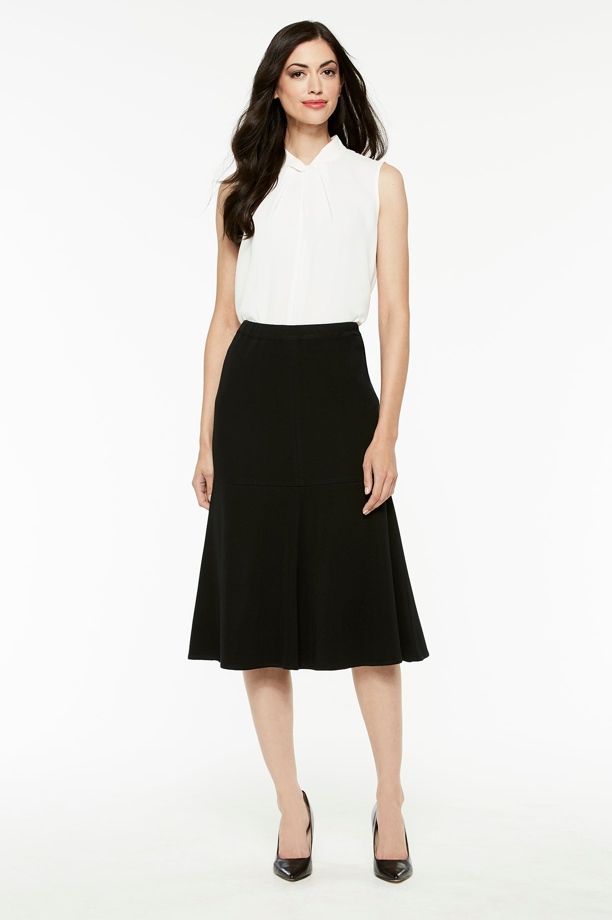 Flared Knit Midi Skirt