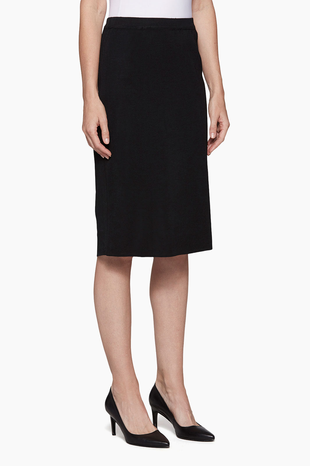 Plus Size Below the Knee Straight Knit Skirt | Ming Wang