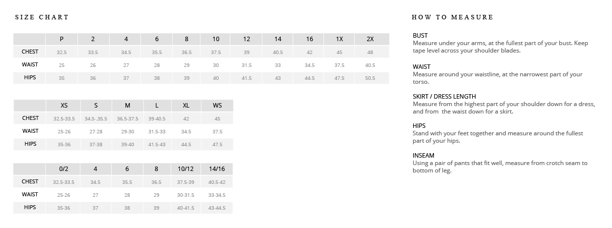 Apsotolic Clothing Size Chart – Apostolic Clothing Company