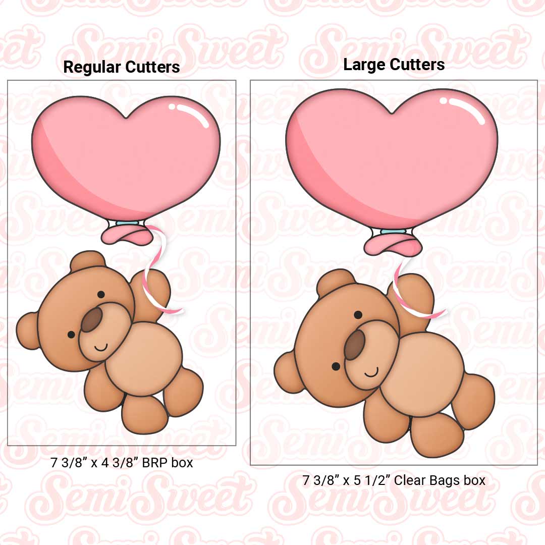 Teddy Bear & Heart Balloon Cookie Cutter Set