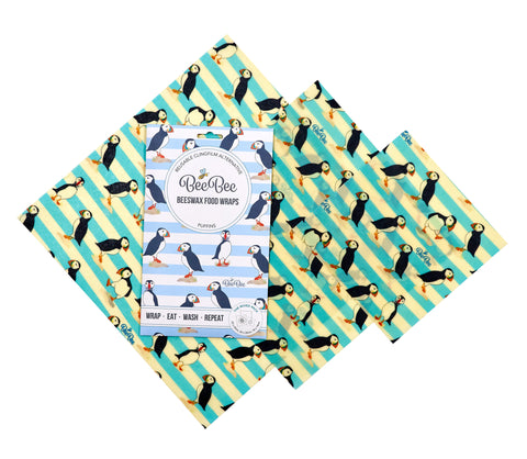 Puffin BeeBee beeswax food wraps- mixed pack