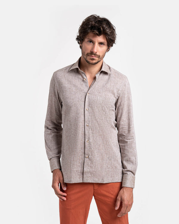 Camicia Lino Cotone, Leggero Beige