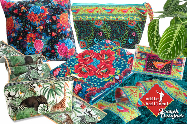 Colorful and Creative world of Odile  Velvet fabrics, ribbons and kit