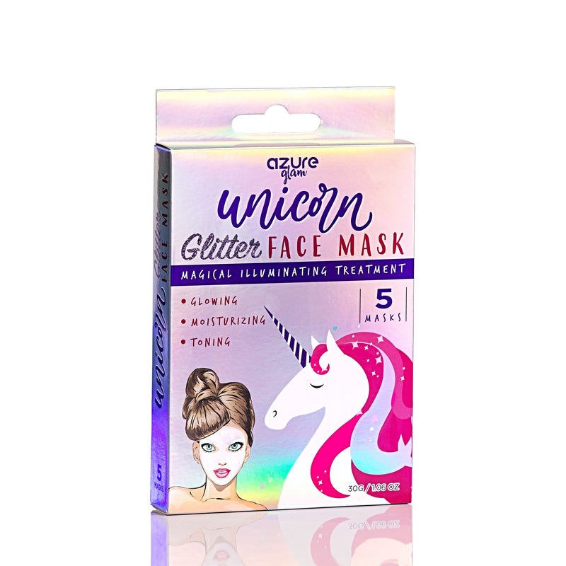 Azure glam unicorn glitter face mask