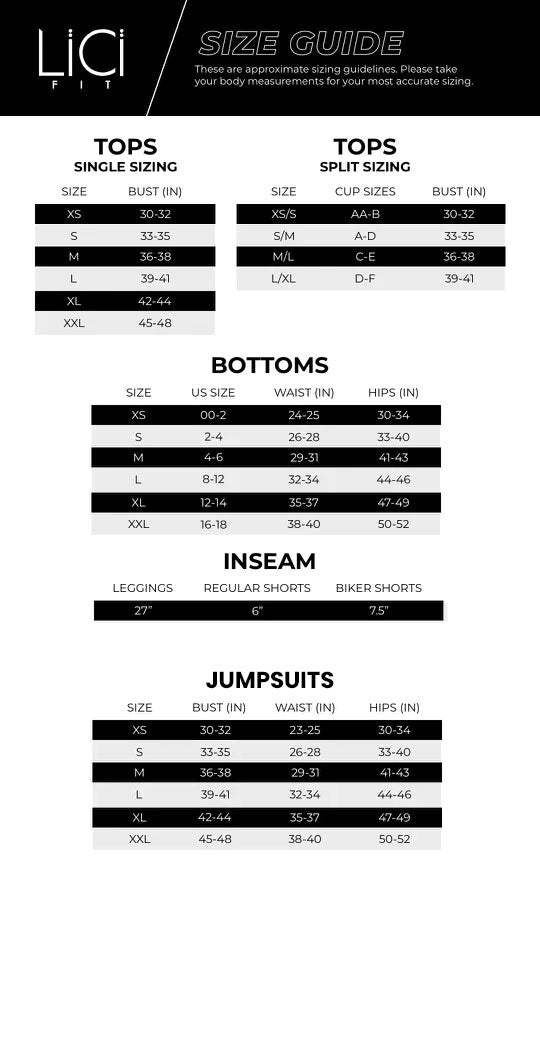 LiCi Size Chart