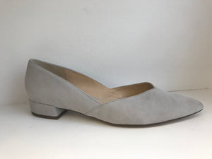 grey suede pointed flats