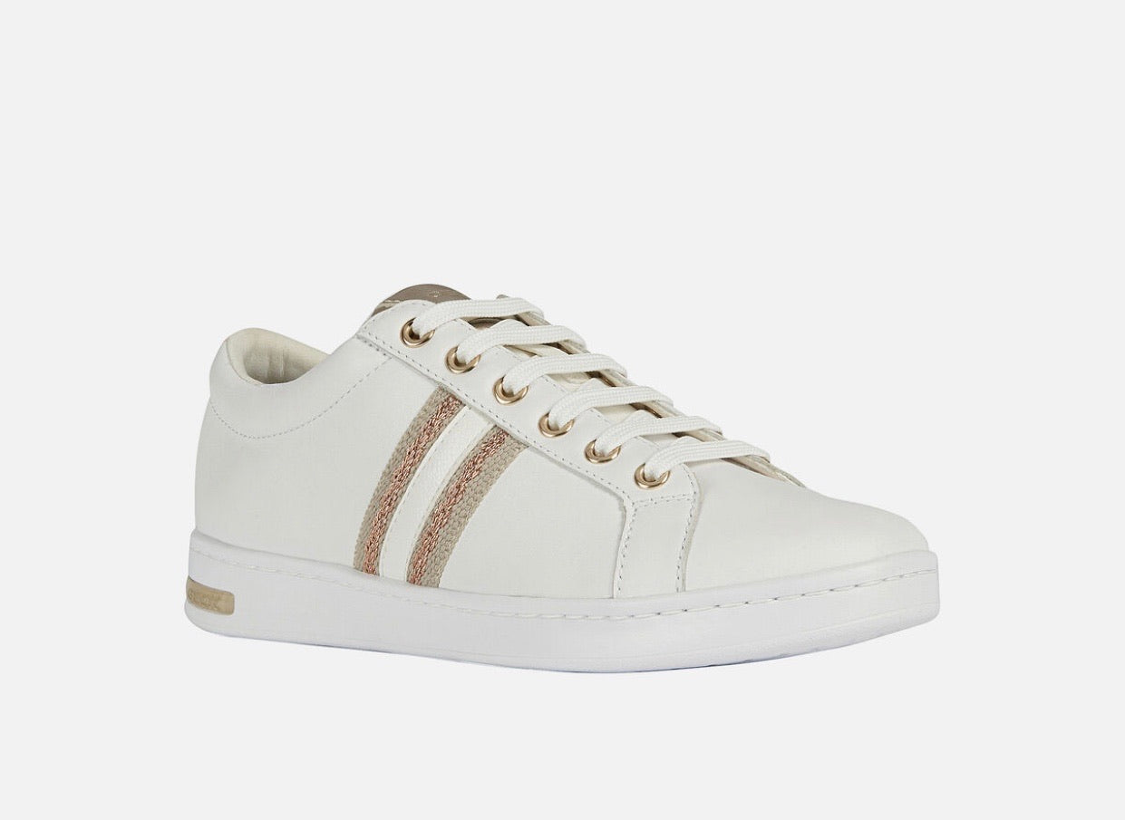 white and rose gold sneakers