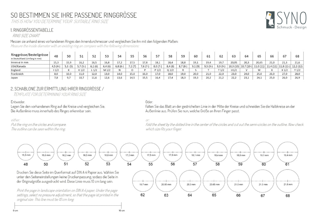 SYNO Ringgrößen-Tabelle