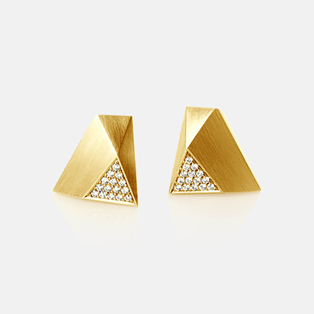 Ufo | Ohrringe, Ohrstecker, 750- Gelbgold, Brillanten, Diamanten | ear studs, earrings, 18kt yellow gold, diamonds | SYNO-Schmuck.com