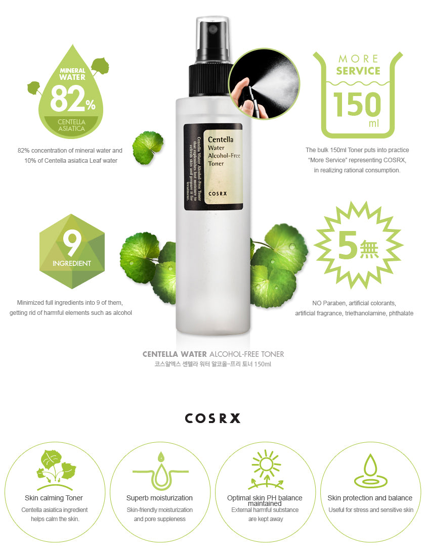 Cosrx - Centella Water Alcohol-Free Toner 150ml icerik