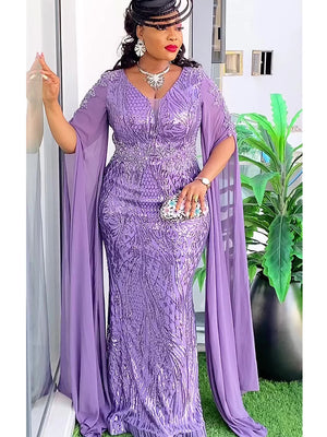 Plus Size African Party Dresses for Women Dashiki Ankara Sequin Wedding Evening Gown Sexy Bodycon Maxi Long Dress Africa Clothes - FrenzyAfricanFashion.com