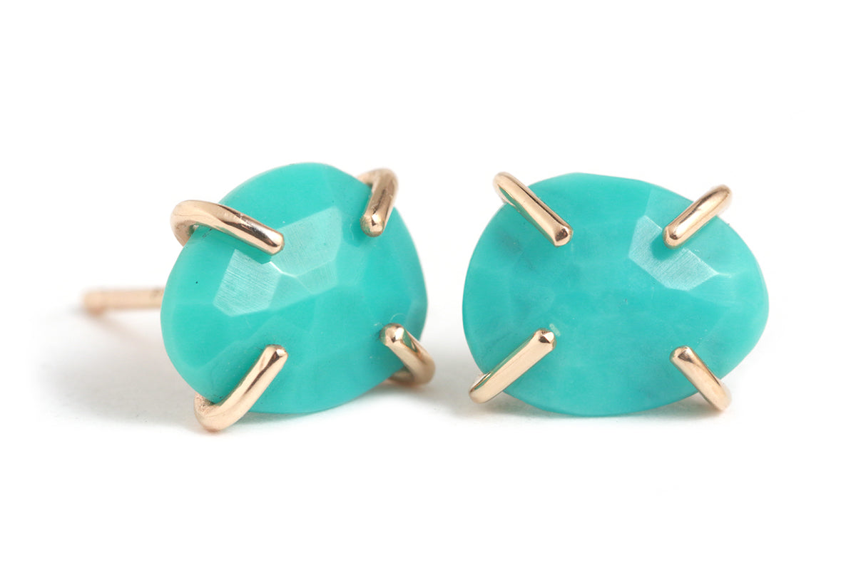 Image of Prong set turquoise stud earrings