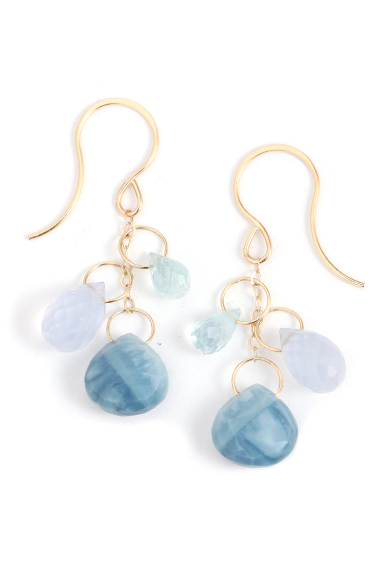 Image of Blue Topaz, Chalcedony, and Blue Opal Drop Earrings