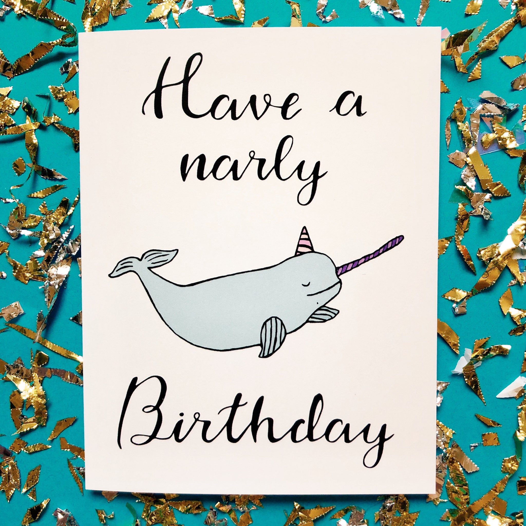 Download Paper Paper Party Supplies Birthday Card Digital Download Gift For Him Or Her Narly Birthday Card Handmade Watercolor Narwhal Birthday Card Animal Pun Card