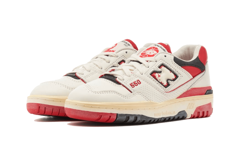 New Balance Men's 550 in White/Red/Black Leather - BB550VGA