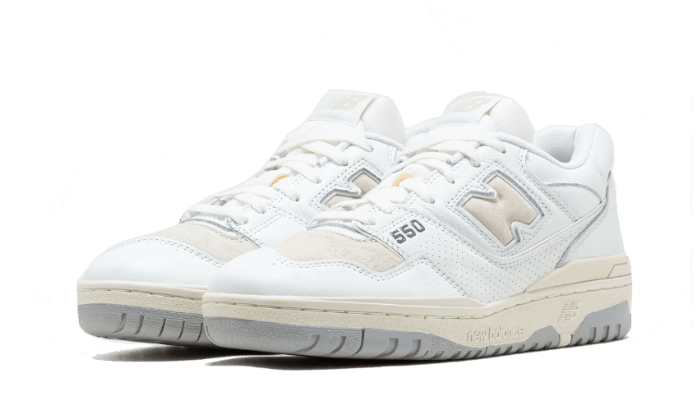 New Balance Hombre 550 in Blanca/blanc/Gris/Gris, Leather, Talla 40.5 - BB550PWG