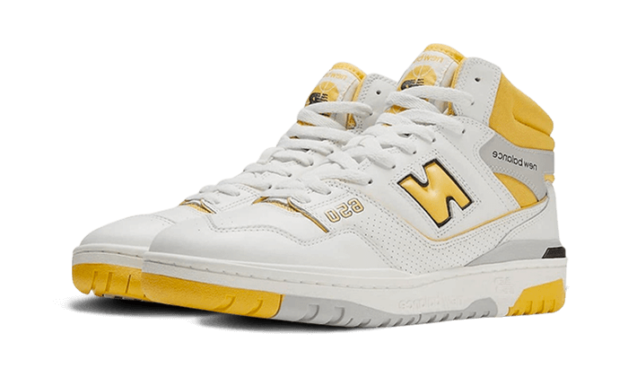 New Balance Uomo 650 in Bianca/Giallo/Grigio, Leather, Taglia 36 - BB650RCG