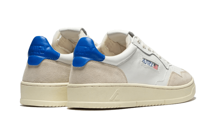 Autry Medalist Low Leather Suede White Azure Beige - AULM-LS49