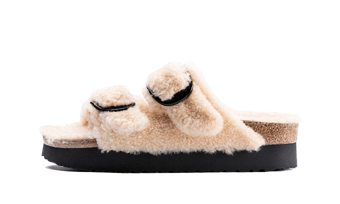 Birkenstock Off-White Arizona Big Buckle Shearling Sandals