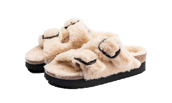 Birkenstock Off-White Arizona Big Buckle Shearling Sandals