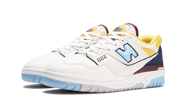 New Balance Men's BB550 in White/Blue/Yellow Synthetic - BB550NCF