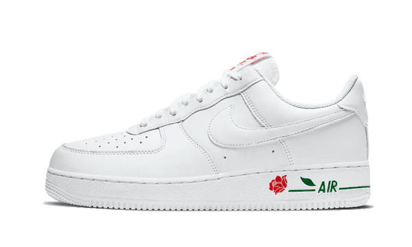 white and red air force 1 with rose